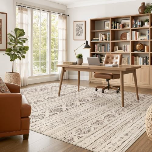 Nakagishi Boho 5x7 Area Rug Living Room Rugs Machine Washable Dark Brown