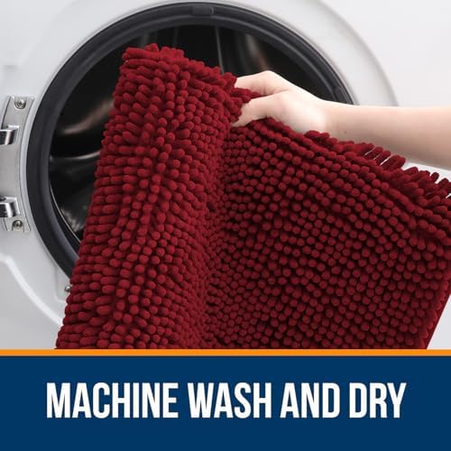 OLANLY Small Bathroom Rugs 30x18, Extra Soft Absorbent Chenille Bath Rugs