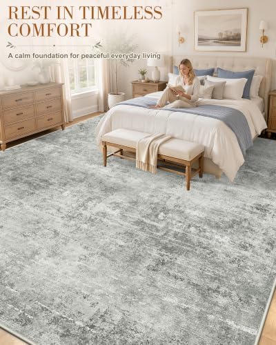 OLANLY 9x12 Washable Area Rug, Soft Non Slip Carpet for Bedroom Living Room
