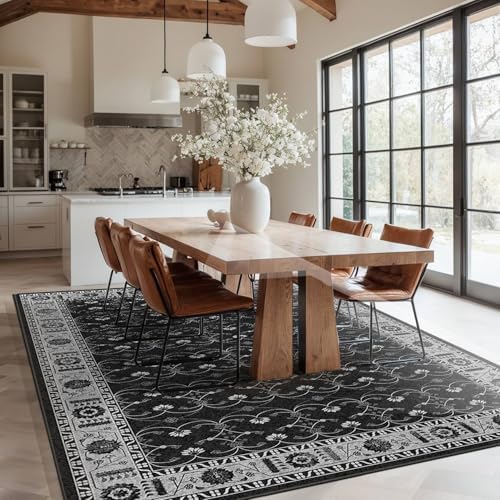 Rugxara Black Rug Area Rugs 5x7, Washable Rugs for Living Room