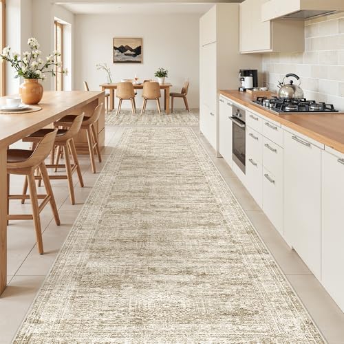 3x16 Runner Rug Non Slip,Washable Hallway Runner Rug,Brown