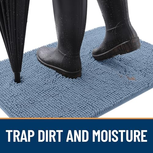 OLANLY Dog Door Mat for Muddy Paws 47x24, Super Absorbent Chenille Mud Mat