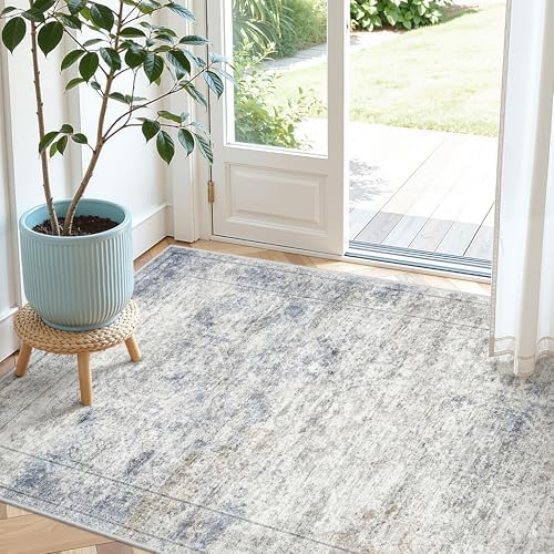 3x4 Rugs for Entryway,Washable Area Rug,Blue
