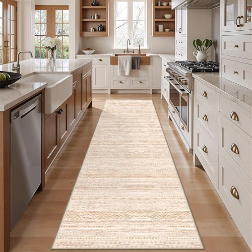 Miukiki Hallway 2x8 Runner Rug Washable Non Slip Kitchen Rug Beige
