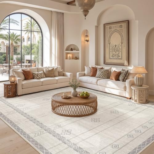 cotiled 6x9 Area Rugs for Living Room: Boho Washable Rug for Dining Room