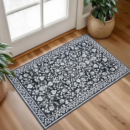 Vintage Washable Entryway Rug 2x3 Small Area Rug Non Slip Door Mat