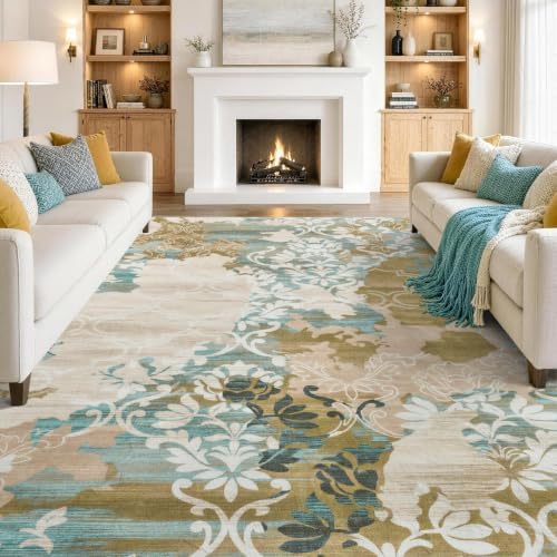 6x9 Washable Non-Slip Area Rug for Living Room (Orange Yellow)