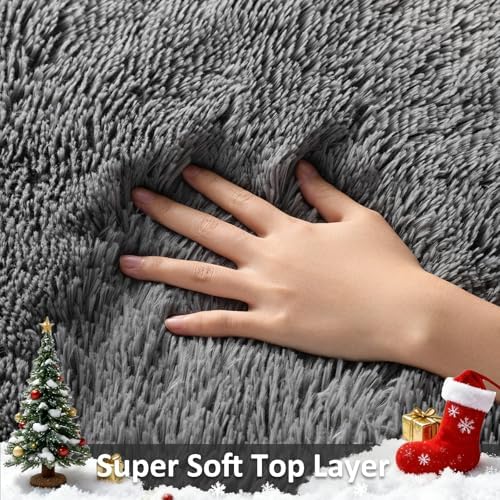 Ophanie 6x9 Area Rugs,Upgrade Non-Slip Fluffy Soft Rugs for Living Room,Large Shag Grey Fuzzy Plush Rug,Gray Shaggy Big Carpets for Bedroom,Kids Boys Girls Dorm Decor with Over 99 pcs Pile fibers