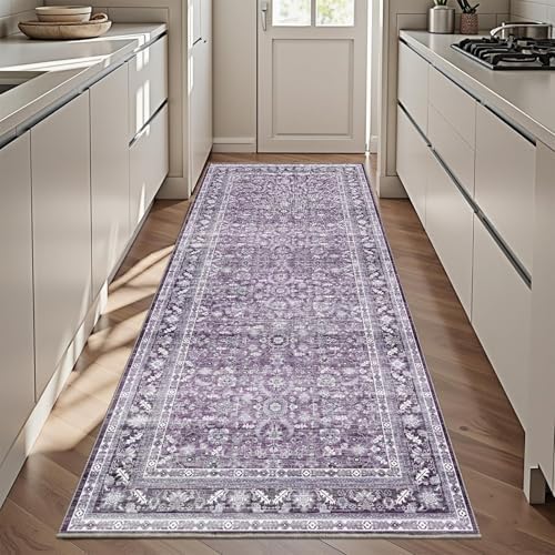 OPPODREAM Vintage Purple Area Rugs 3x6, Washable Rug for Living Room
