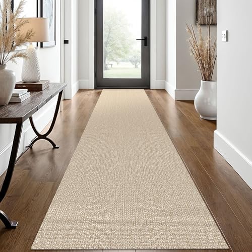 EARTHALL Washable Runner Rug, Non Slip Hallway Runner, 2x12 Ft, Sand/Beige