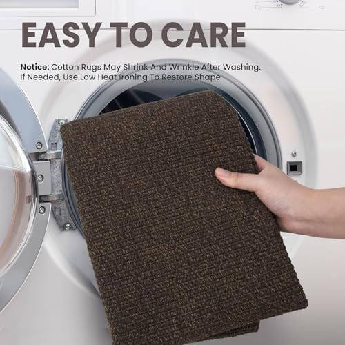 EARTHALL Washable Runner Rug, Non Slip Hall Runner, 3x14 Ft, Brown/Coffee