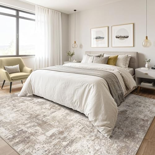 LOONGRUG Area Rug 5x7 Washable Neutral Modern Living Room Rugs Brown Beige