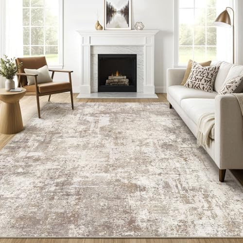 LOONGRUG 7x10 Area Rug Washable Large Neutral Modern Living Room Rugs