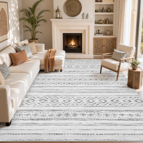 cotiled Boho 10x14 Area Rug for Living Room: Large Moroccan Washable Rug