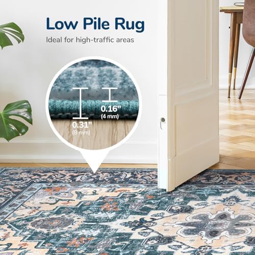 Lessymo 8x10 Area Rugs for Living Room, Washable Rug Faux Wool Dark Green