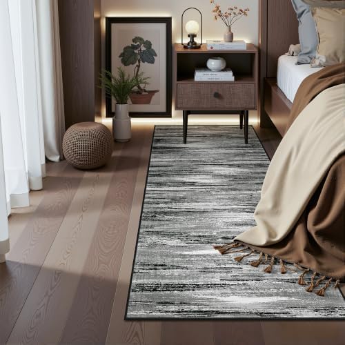 2x6 Runner Rug Non Slip,Washable Hallway Runner Rug,Black