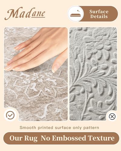 Madane Runner Rug 2x12 for Hallway, Kitchen Non-Slip Runner Rug Brown/Sand