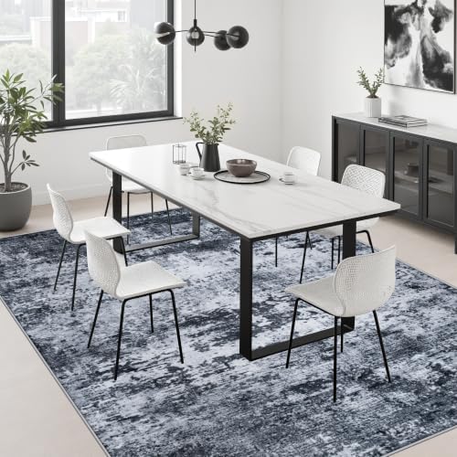 8x10 Area Rug Living Room: Modern Washable Indoor Carpet Black