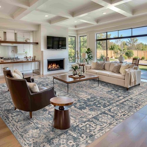 Rugxara Blue 9x12 Area Rugs for Living Room Bedroom Large Washable Rug