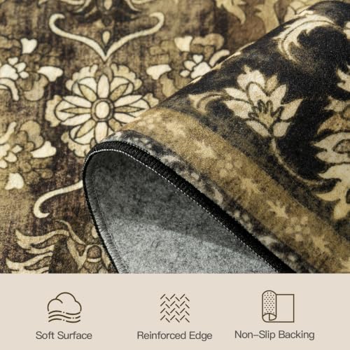 9x12 Area Rug for Living Room, Non-Slip Washable Large Carpet, Mocha Brown