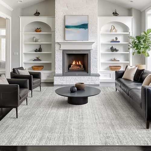 Valenrug 9x12 Area Rug Non Slip, Large Washable Rugs for Living Room Grey
