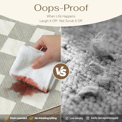 PureCozy Grey 2'6x8 Washable Runner Rug Kitchen Non Slip Checkered Carpet