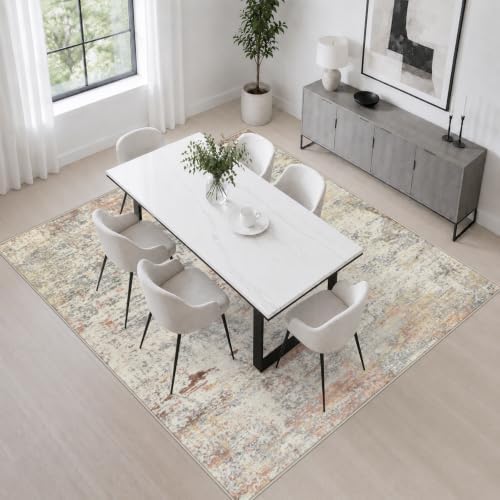 Area Rug Living Room: 6x6 Modern Washable Indoor Soft Carpet Taupe