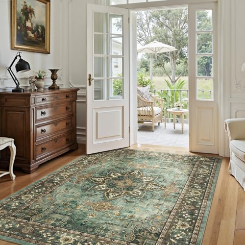 Lofus 3x5 Green Area Rugs for Bedroom Living Room, Vintage Boho Carpet