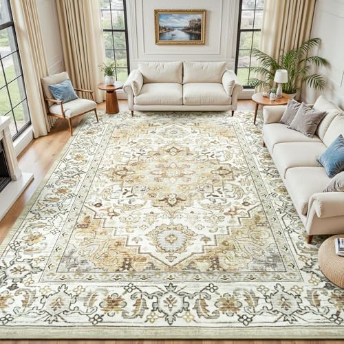 Lessymo 8 x 10 Area Rugs for Living Room, Washable Bedroom Large Rug, Beige