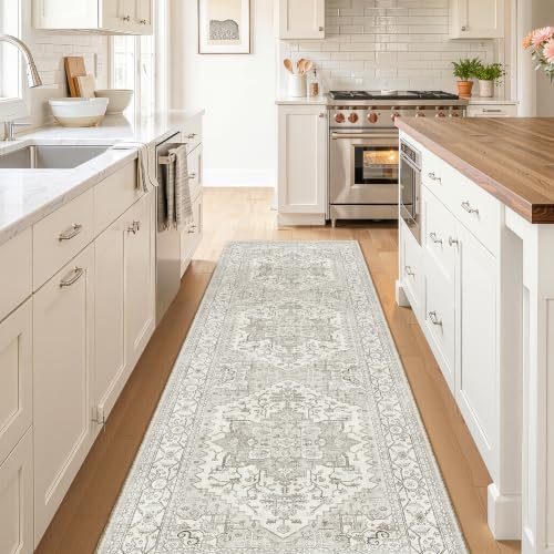 Runner Rug 2'x10' Washable Hallway Runner Rug Beige Kitchen Entryway Carpet