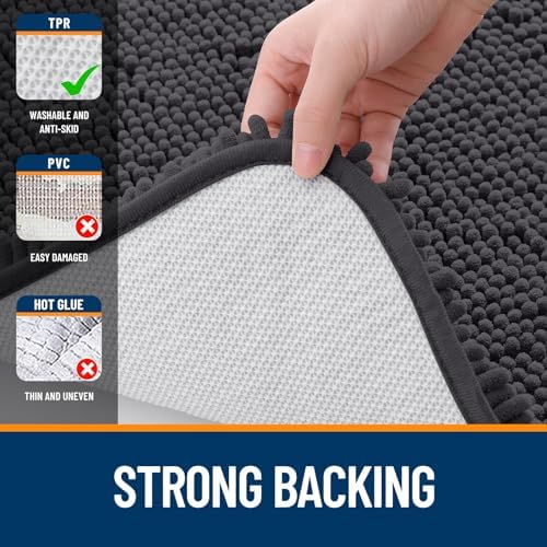 OLANLY Bathroom Rugs 34x21, Extra Soft Absorbent Chenille Bath Rugs