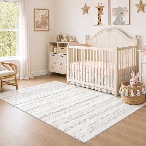 Nakagishi Boho 4x6 Area Rug Living Room Rugs Machine Washable Gray
