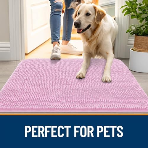 OLANLY Dog Door Mat for Muddy Paws 54x24, Super Absorbent Chenille Mud Mat