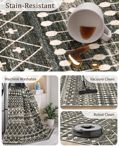 Miukiki 3x8 Washable Runner Rug Hallway Soft Non Slip Indoor Rug Black