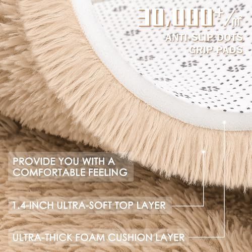 OLANLY 4x10 Area Rugs for Living Room Bedroom, Machine Washable Soft Fluffy Shaggy Bedside Rug, Indoor Floor Carpet for Kids Girls and Boys, Dorms, Nursery Rooms, Home Decor Aesthetic, Beige