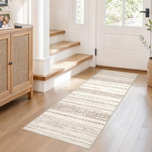 Nakagishi Boho 2x6 Runner Rug Machine Washable Rugs Non Slip Brown