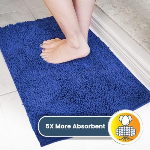 Muddy Mat® | Super Water Absorbent Door Mat Indoor, Microfiber Quick Dry Chenille Entryway Rug, Slip Resistant Front Door Mat, Indoor Mats for Entryway, Machine Washable Pet Rug, Periwinkle 19" x 30"
