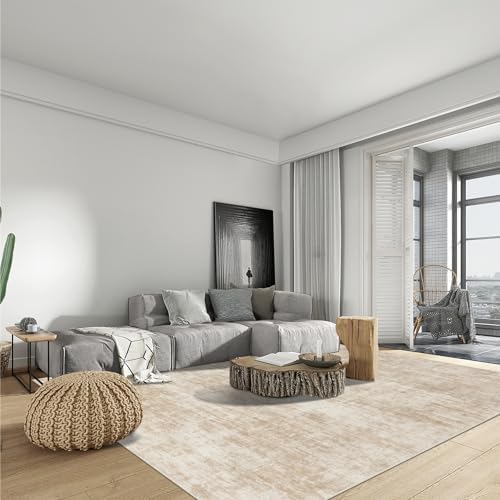 4x6 Area Rugs for Living Room: Washable Abstract Beige Bedroom Carpet