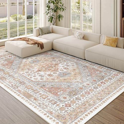 zesthome 7x10 Area Rug for Living Room,Large Washable Rug,Orange