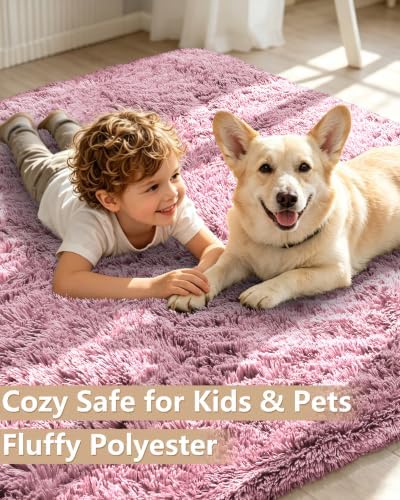 Smiry Round Area Rugs for Living Room Bedroom 5x5 ft, Fluffy Carpet