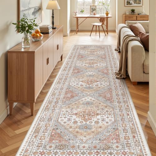 zesthome 3x12 Runner Rug Non Slip,Washable Hallway Runner Rug,Orange