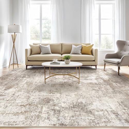 LOONGRUG 7x10 Area Rug Washable Large Neutral Modern Living Room Rugs