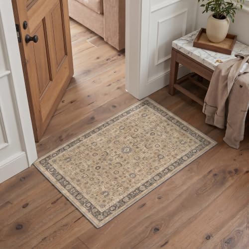Bavni 2x3 Doormat, Vintage Floral Washable Non Slip Area Rug for Entrance