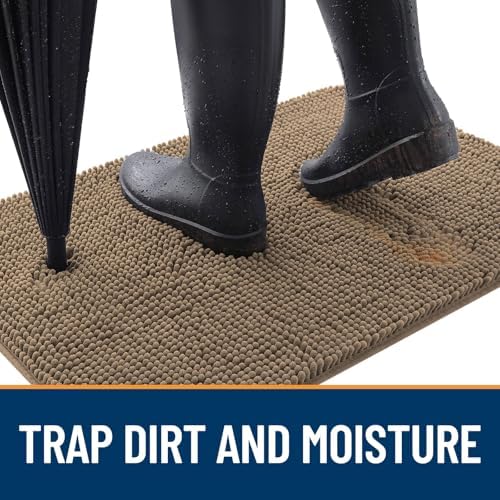 OLANLY Dog Door Mat for Muddy Paws 48x30, Super Absorbent Chenille Mud Mat