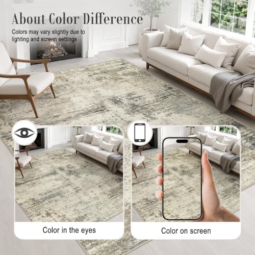 8x10 Area Rug Living Room: Modern Washable Soft Carpet Ash Brown