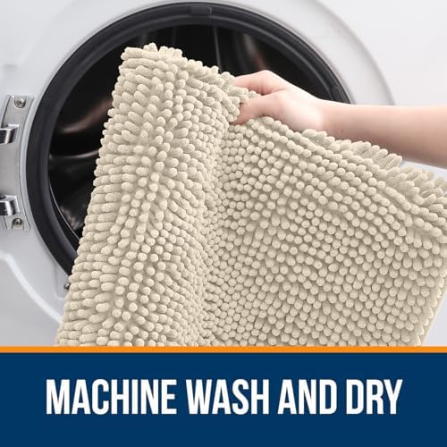 OLANLY Large Bathroom Rugs 59x35, Extra Soft Absorbent Chenille Bath Rugs