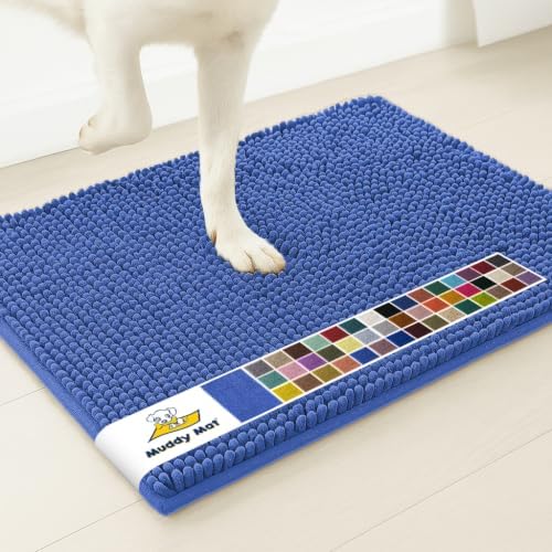 Muddy Mat® | Super Water Absorbent Door Mat Indoor, Microfiber Quick Dry Chenille Entryway Rug, Slip Resistant Front Door Mat, Indoor Mats for Entryway, Machine Washable Pet Rug, Periwinkle 19" x 30"