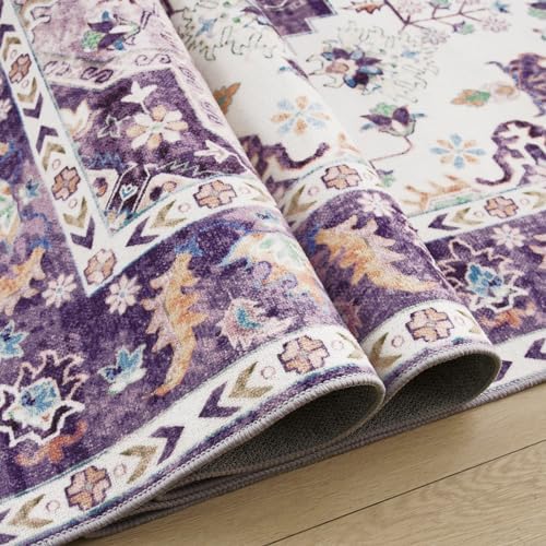 Amearea Vintage Design Area Rugs for Living Room, 8x10 Purple Bedroom Rug