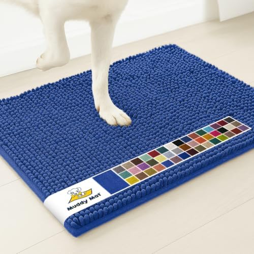 Muddy Mat® | Super Water Absorbent Door Mat Indoor, Microfiber Quick Dry Chenille Entryway Rug, Slip Resistant Front Door Mat, Indoor Mats for Entryway, Machine Washable Pet Rug, Royal Blue 3ft x 3ft