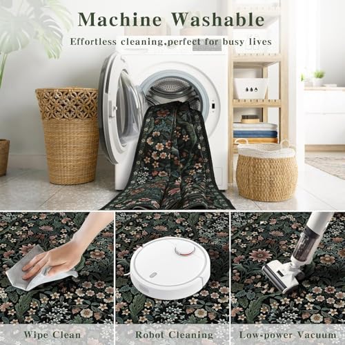 3x10 Floral Runner Rug for Kitchen Washable Hallway Runner Rug